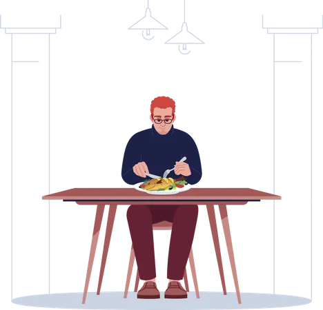 Young man enjoying seafood  Illustration