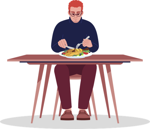 Young man enjoying seafood  Illustration