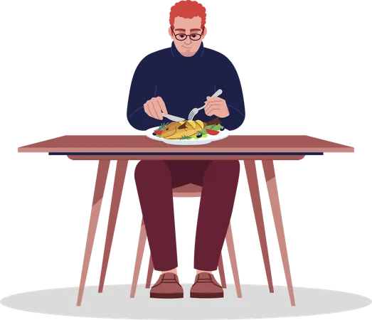 Young man enjoying seafood  Illustration