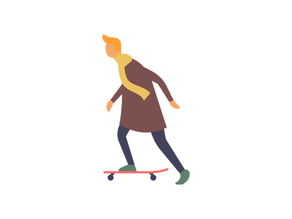 Young man enjoying skateboarding Illustration