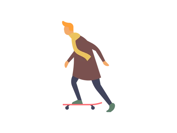 Young man enjoying skateboarding Illustration