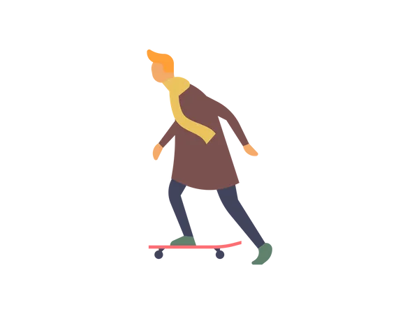 Young man enjoying skateboarding  Illustration