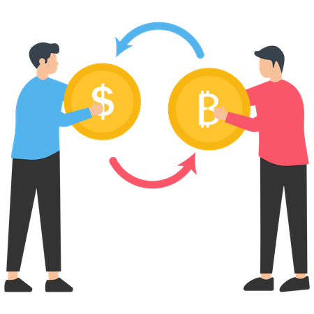 Young Man Exchange Currency  Illustration