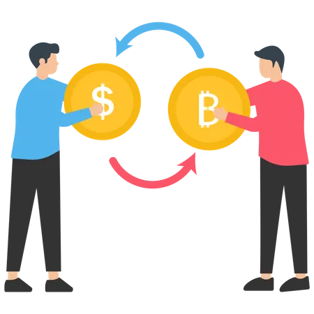 Young Man Exchange Currency  Illustration