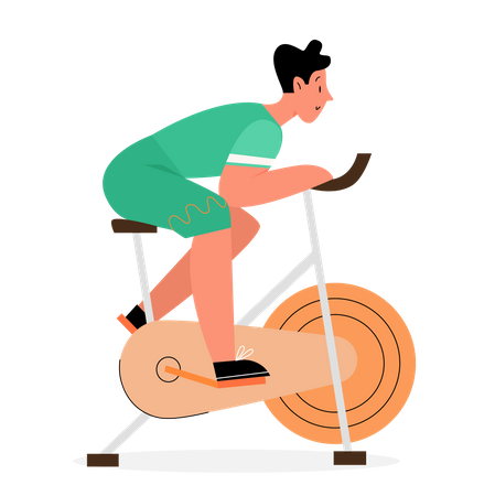 Young man exercise on bike  Illustration