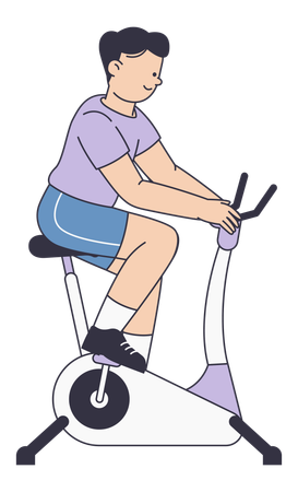 Young Man Exercising on Static Bike for Cardio Workout  Illustration