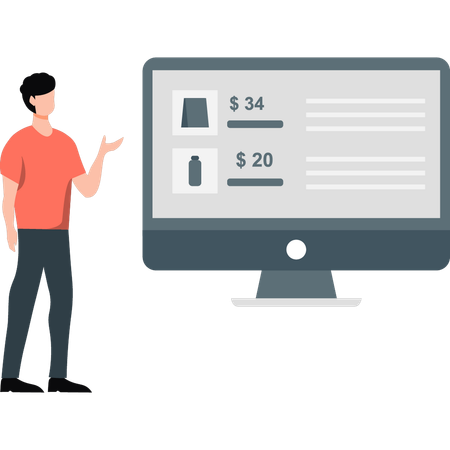 Young man explaining dollar money  Illustration