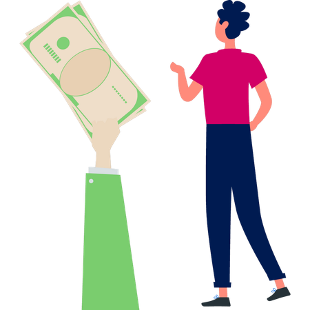 Young man explaining investment money  Illustration