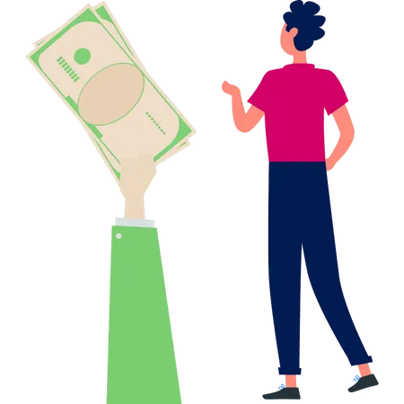 Young man explaining investment money  Illustration