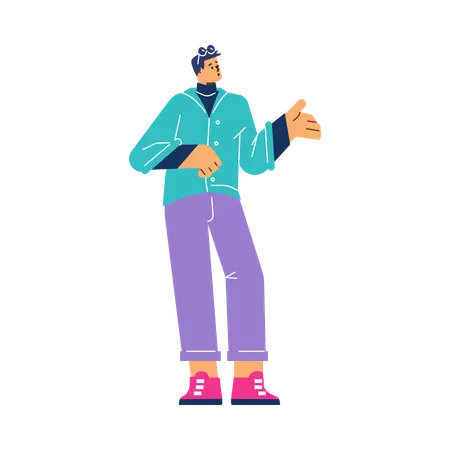 Young man explaining something  Illustration