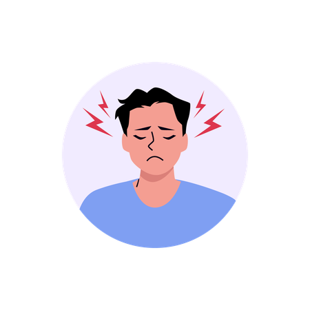 Young man face with eyes closed nervous facial expression  Illustration