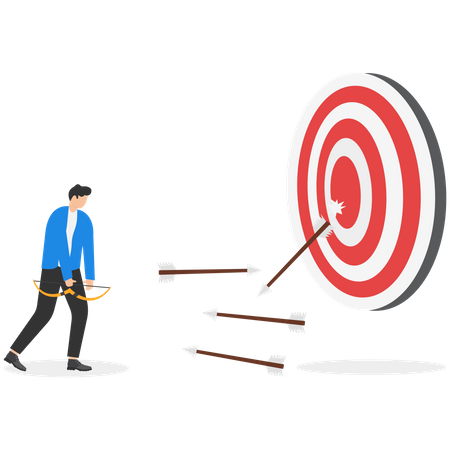 Young man failure due to setting target larger than ability Illustration