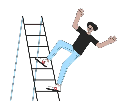 Young man falls from ladder  Illustration