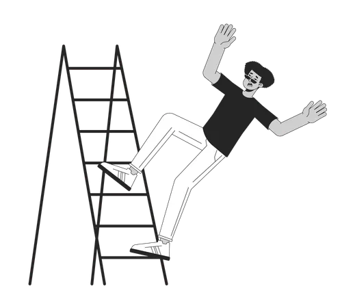 Young man falls from ladder  Illustration