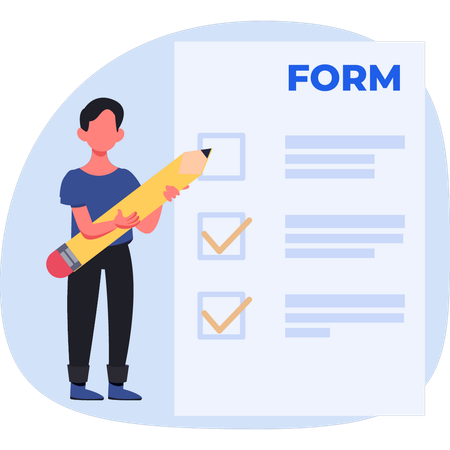 Young man filling form  Illustration