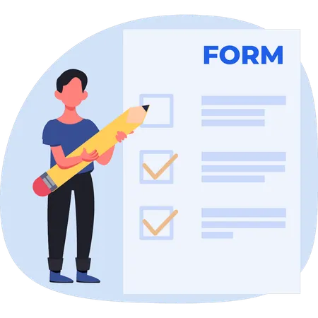 Young man filling form  Illustration