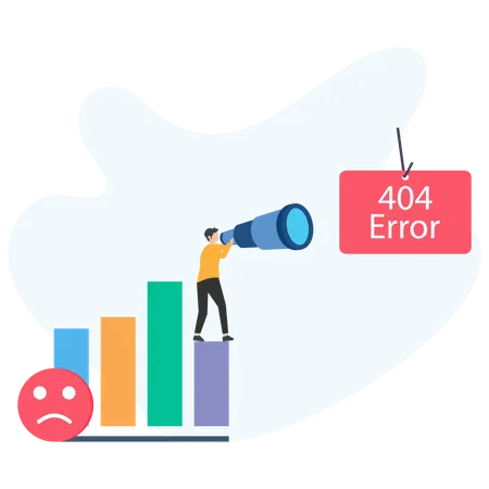 Young man find 404 error  Illustration