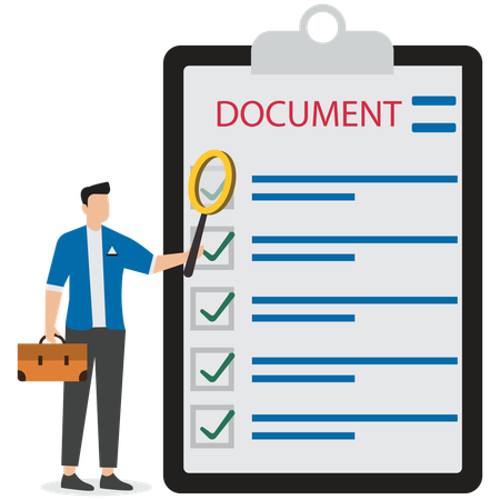 Young man find checklist document  Illustration