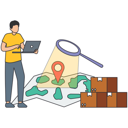 Young man find Product location  Illustration