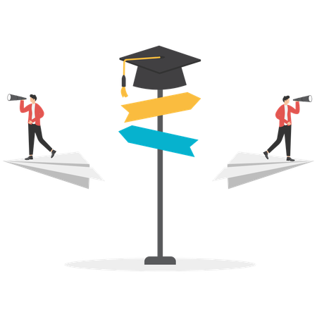 Young man finding Career direction after graduation  Illustration