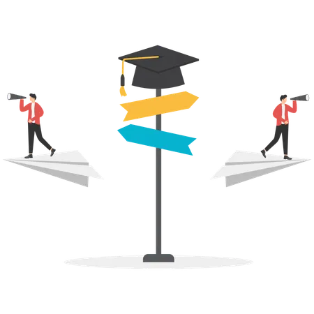 Young man finding Career direction after graduation  Illustration