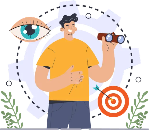 Young man finding for business goal  Illustration