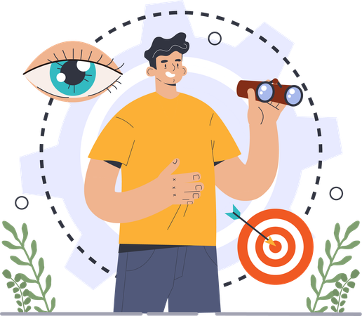 Young man finding for business goal  Illustration