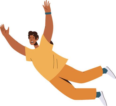 Young man frying in air Illustration