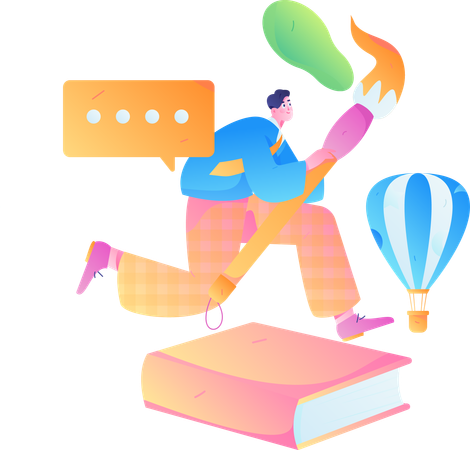 Young man gathering information  Illustration