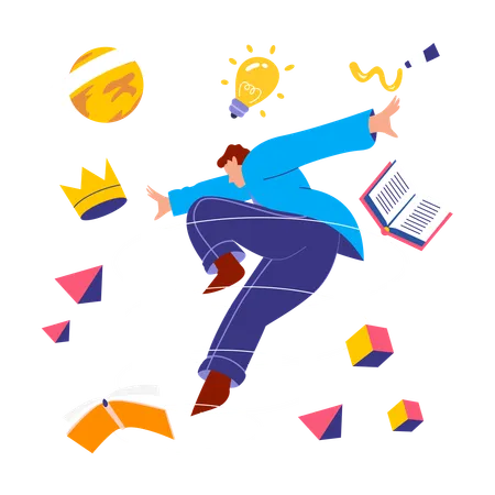 Young man getting business idea  Illustration