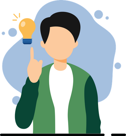 Young man getting business idea  Illustration