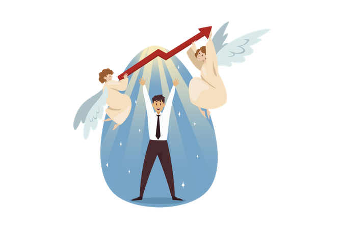 Young man getting career growth  Illustration