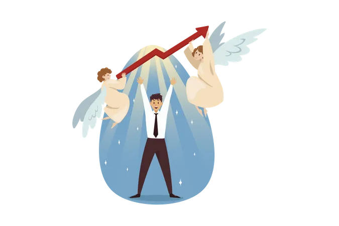 Young man getting career growth  Illustration
