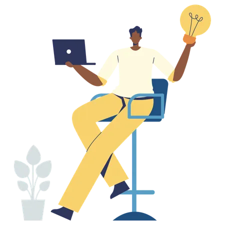 Young man getting Innovation Idea  Illustration