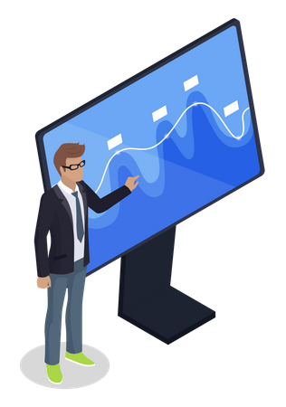 Young man giving business presentation  Illustration