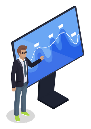 Young man giving business presentation  Illustration