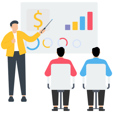 Young Man Giving Financial Presentation  Illustration