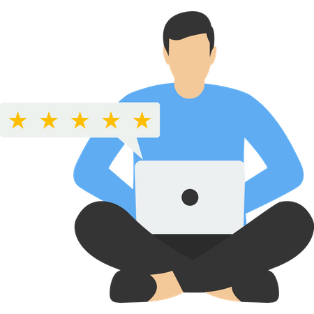 Young man giving five stars  Illustration