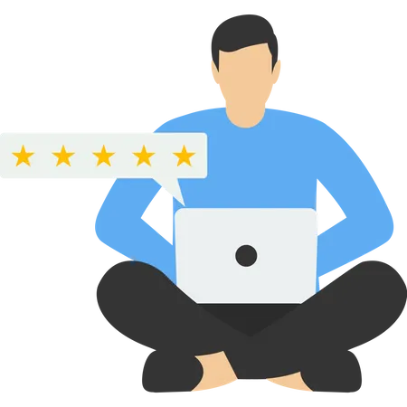 Best Performance Estimate A Score Of Five Points People Leave Feedback And Comments Successful Work Is The Highest Score Vector Illustration On A White Background Illustration