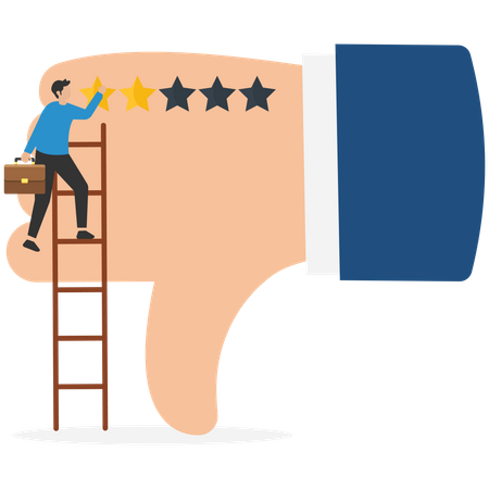Young man giving low rating star review  Illustration