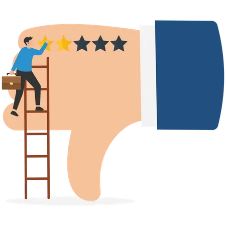 Young man giving low rating star review  Illustration