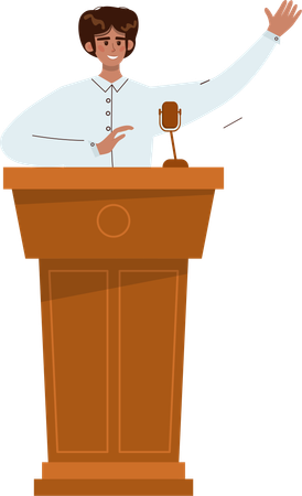 Young man giving speech  Illustration