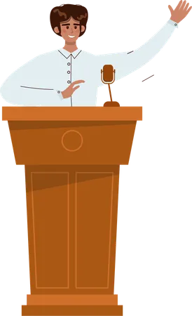 Young man giving speech  Illustration