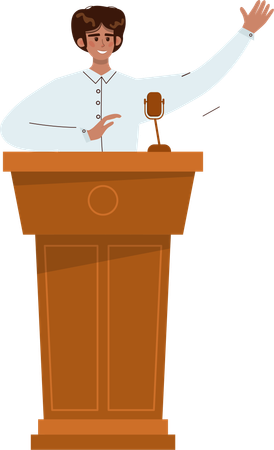 Young man giving speech  Illustration