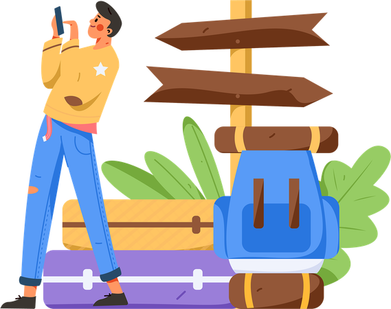 Young Man going on trip  Illustration