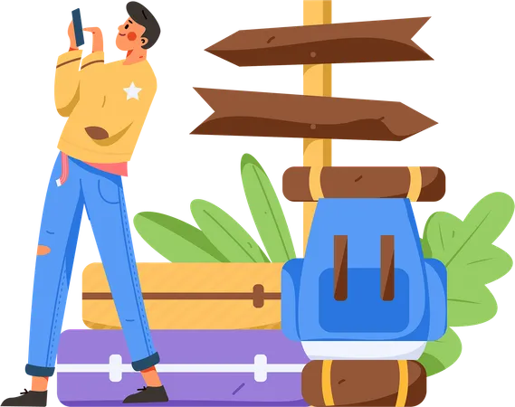 Young Man going on trip  Illustration