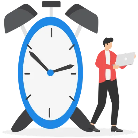 Rush Working Hours Stress Or Anxiety To Finish Work On Time Pressure In Career Projects Time Management Project Deadline Concept Businessmen Working In A Hurry Beside Squeezed Clocks Illustration