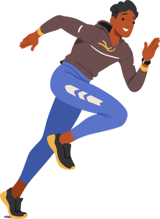 Young Man happy for running race  Illustration