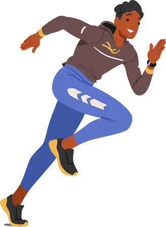 Young Man happy for running race  Illustration