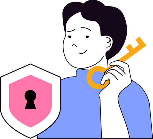 Young man have access to web lock  Illustration